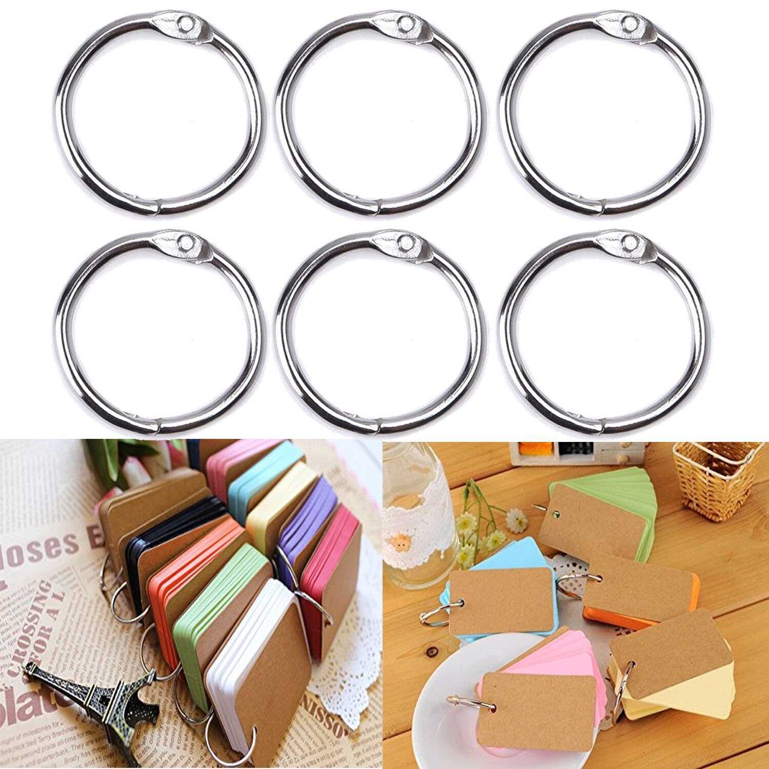 100PCS 25mm Diameter Metal Loose Leaf Ring Binder Binding Ring Clip Album Scrapbook Craft Photo Split Rings Scrapbooking Tool