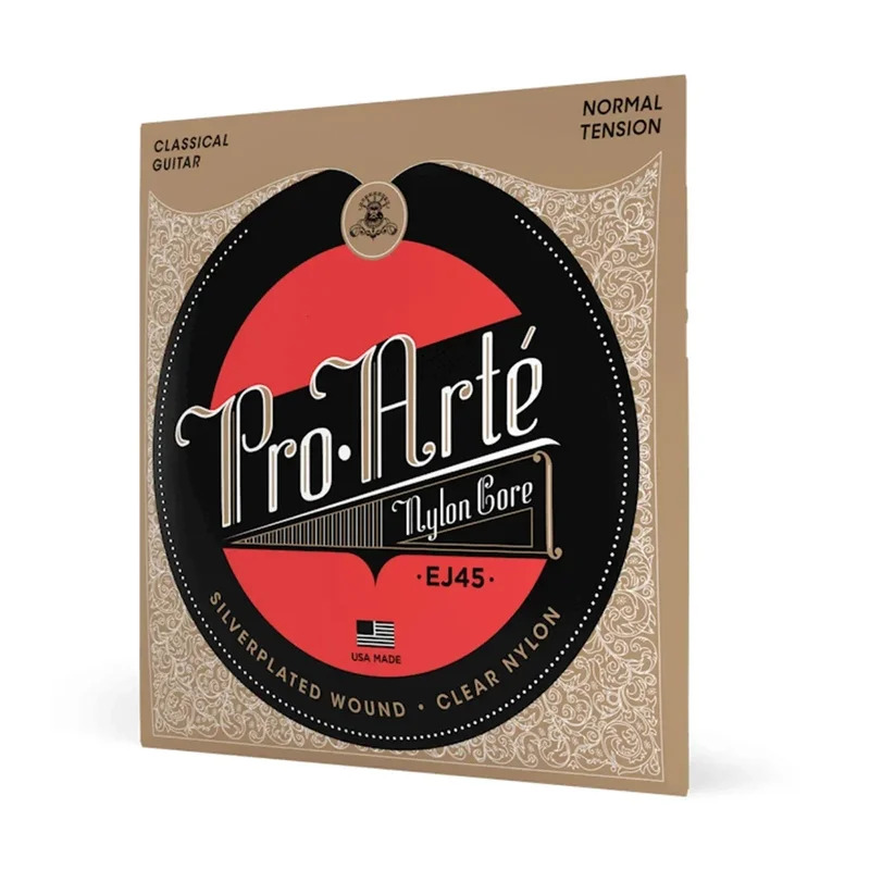 Cordes de guitare classique EJ45, noyau en nylon plaqué argent, ton clair et brillant, jeu fluide, Tension moyenne pour débutants et professionnels