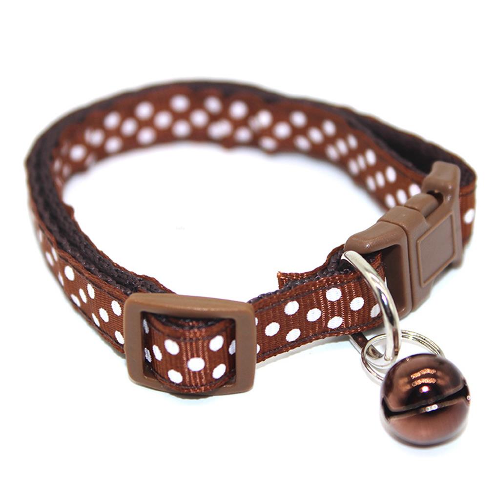 Collar de campana de cobre con parche de nailon para mascotas pequeñas, Gargantilla colorida ajustable con patrón de puntos, Collar para mascotas: NO.6