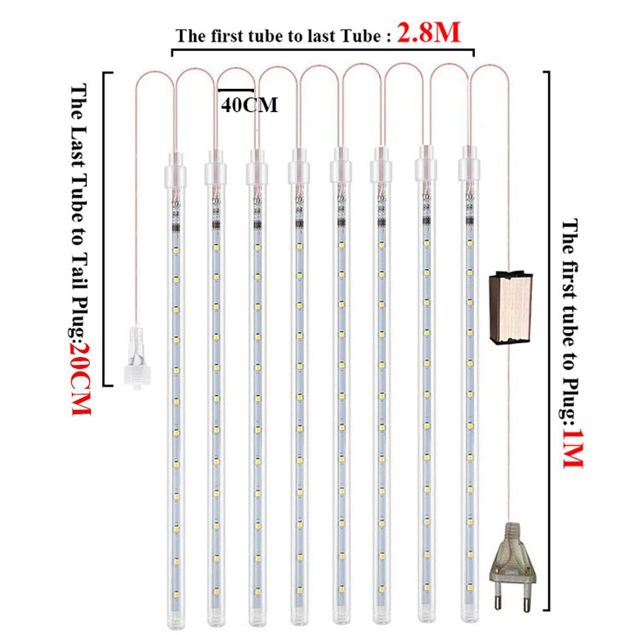 Pink Christmas Light Outdoor Waterproof Meteor Shower Light Falling Rain Lights 192/384 LED Snow Falling Icicle Cascading Light