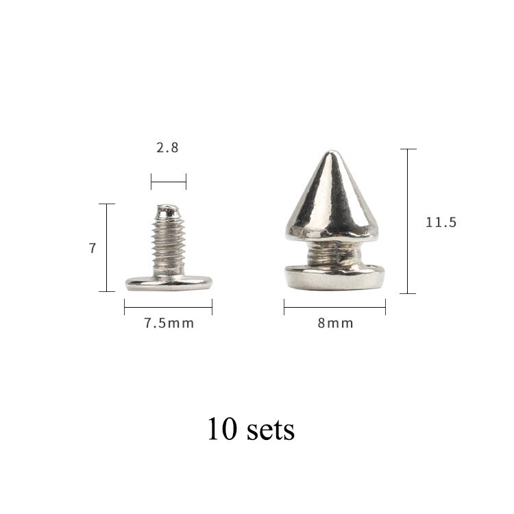 Legierung Überzug Metall Punk Scharf Sprengkopf Schraube Nieten Nieten Handwerk Leder Gürtel Armbinde Kopf Nieten Spikes Dekor Nagel Schnallen: 8x11.5mm / 20 setzt