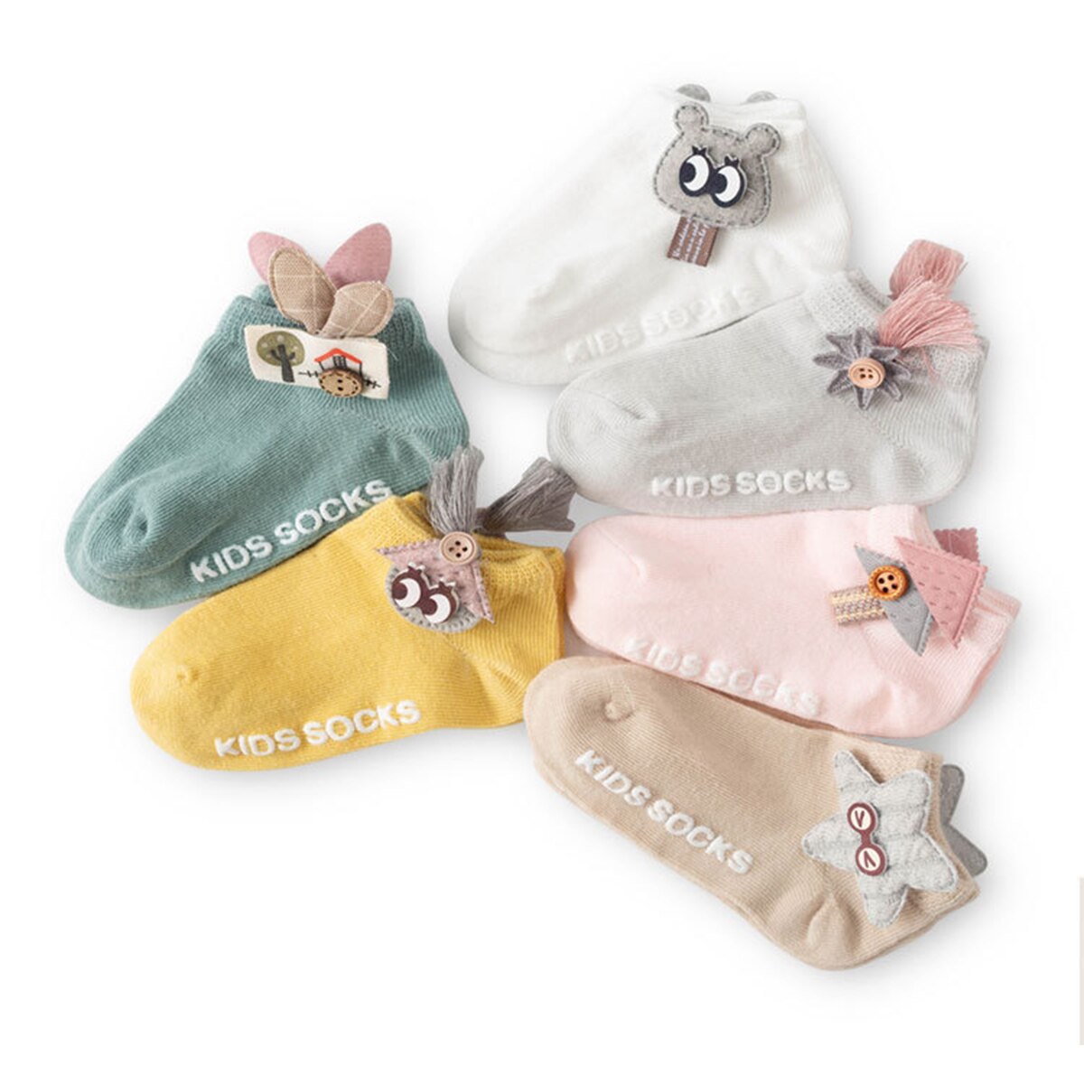 Herfst 3 Paren/set Baby Meisjes Jongens Sokken Leuke Mooie Anti-Slip Ademend Leuke Katoenen Dieren Mode Sokken Korte Buis sokken