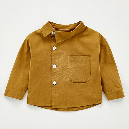 Kids Jas Tops Peuter Baby Meisjes Jongens Lange Mouwen Effen Pocket Shirt Kinderen Kleding Herfst Baby T-shirt: 203T14 brown / 3M