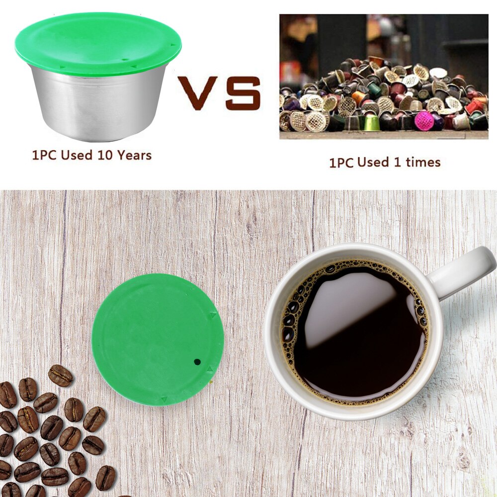 Wiederverwendbare Kaffee Kapsel Filter Tasse Edelstahl Metall Kapsel für Nescafe Dolce Gusto Nachfüllbare Kappen Löffel Pinsel Filter