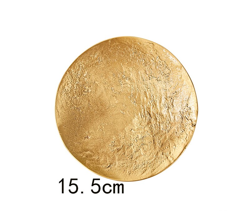 Bandeja de cena de cristal con textura de tinta Semicircular, vajilla occidental de latón dorado, plato redondo de plata, tazón de Sara de cristal, estilo nórdico