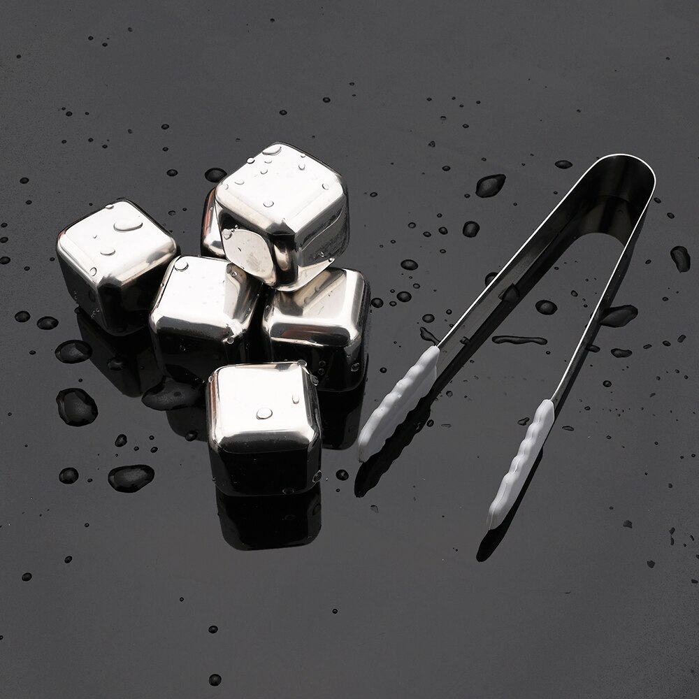 Mehrweg Kühler 304 Edelstahl Eiswürfel Whisky Steine mit Zangen für Whisky Wein und Cocktail Bar Utensilien Set Beste