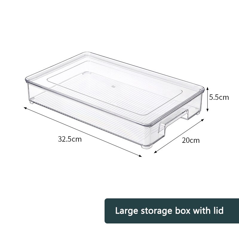 Plastic Transparent Refrigerator Organizer Storage Box Fridge Drawer Clear Refrigerator Container for Food Drinks Egg Storage: box with lid C