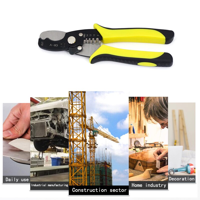 Automatische Striptang Kabel Strippen Cutter Crimper Krimpgereedschap Multifunctionele Fit 8/12/14/16 Awg Draad Tang