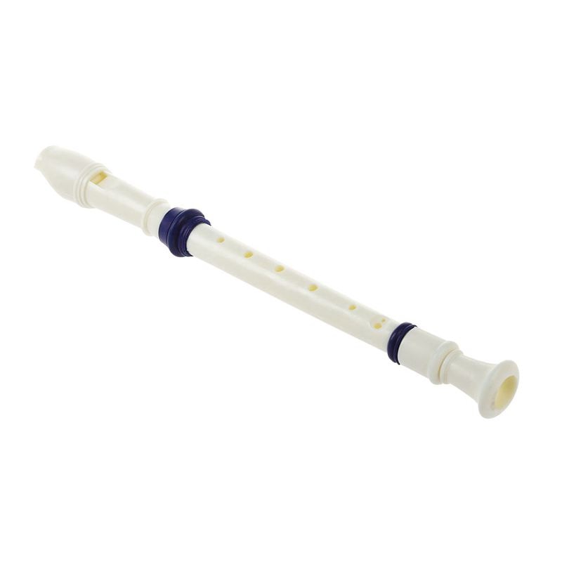 Students Plastic 8 Holes Soprano Recorder Flute Beige Blue w Cleaning Stick