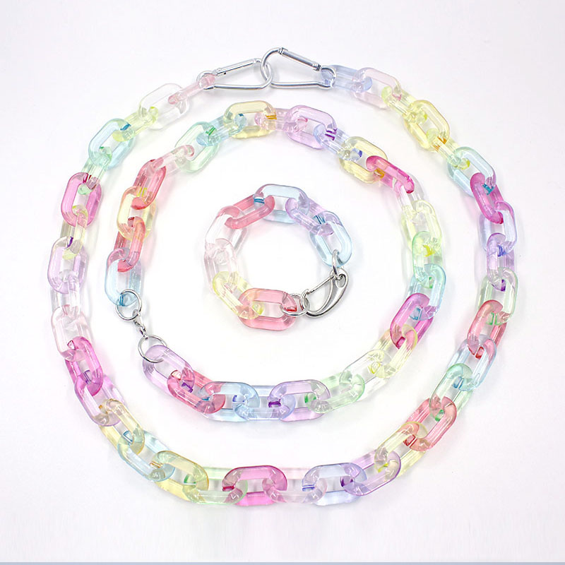 Punk Color Unisex Choker Necklace Harajuku Hip Hop Jean Chain Bracelet Belt Accessry Streetwear CL216: 3 PCS