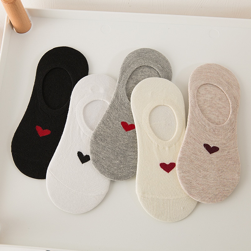 Women Socks Summer Lovely Invisible Sock Slippers No Show Socks Cute Love Print Ankle Socks Female Short Socks