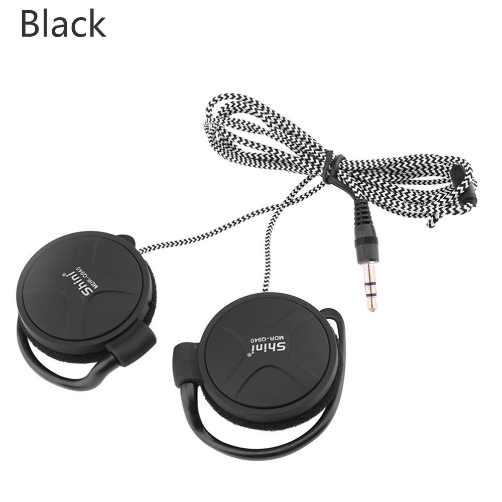 Universal Sport 3.5mm Stereo Ear-Hook Game Leisure Mobile Phone Headset Wired Earphones For Phone: Black