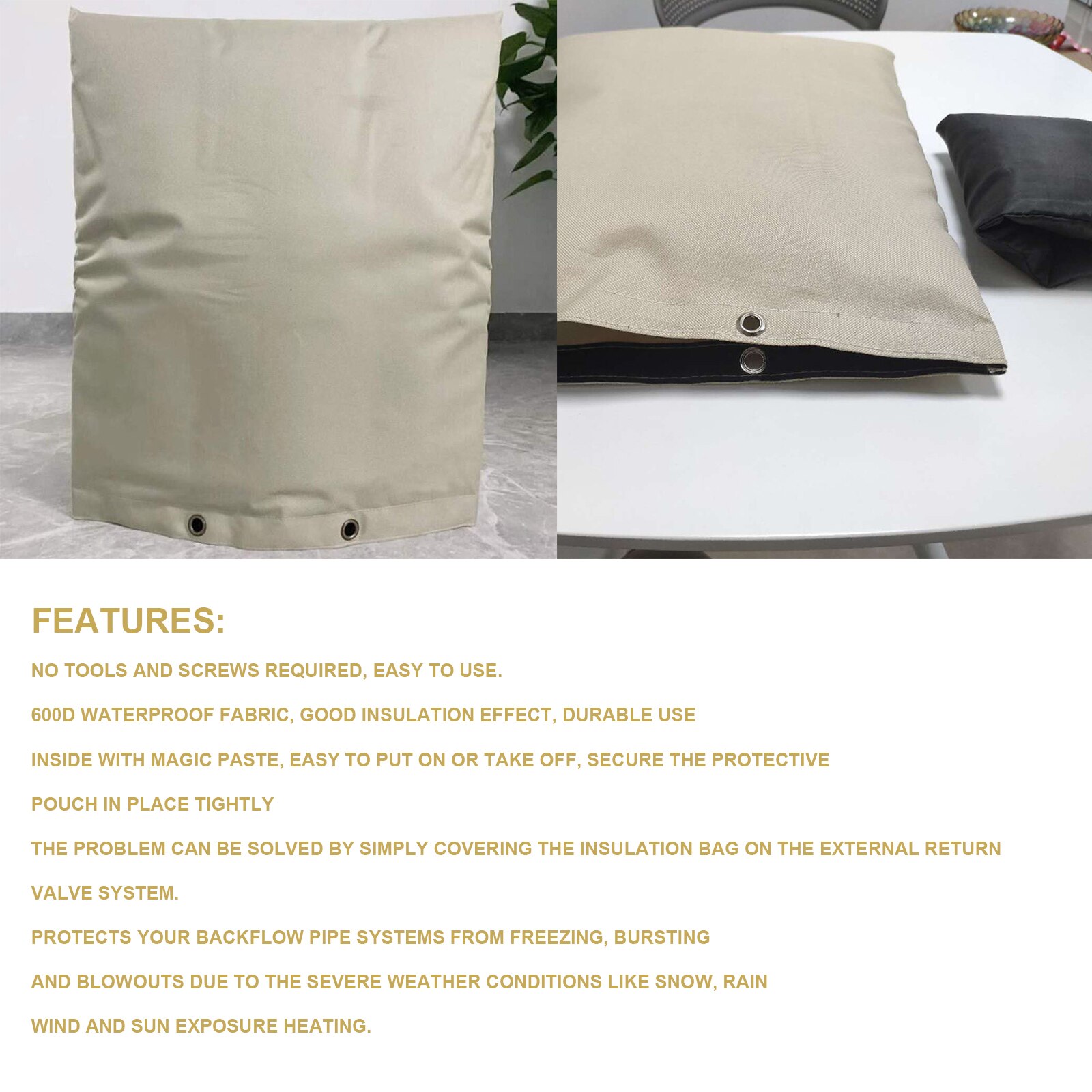 VOGVIGO Outdoor Backflow Preventer Insulation Cover For Winter Pipe Freeze Protection Waterproof Pouch Water Sprinkler Valve Box