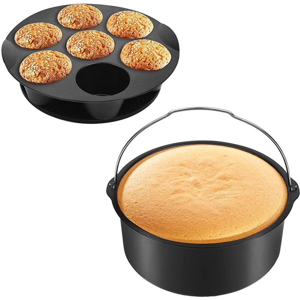Acessórios 7 12pcs Fritadeira Ar Polegada Cozinha Ferramenta de Cozimento Pizza Placa de Cozimento Cesta Grill Cesta Pote Churrasqueira É Adequado para 7 polegada