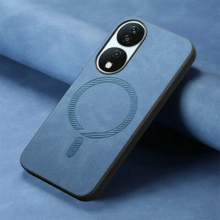 Honor 90 Lite 90Smart 5G 2024 Funda de lujo Funda de cuero con imán Funda Magsafe Honor 90 Funda inteligente para teléfono Honor90 Pro 100 Funda trasera: Mezclilla / Azul