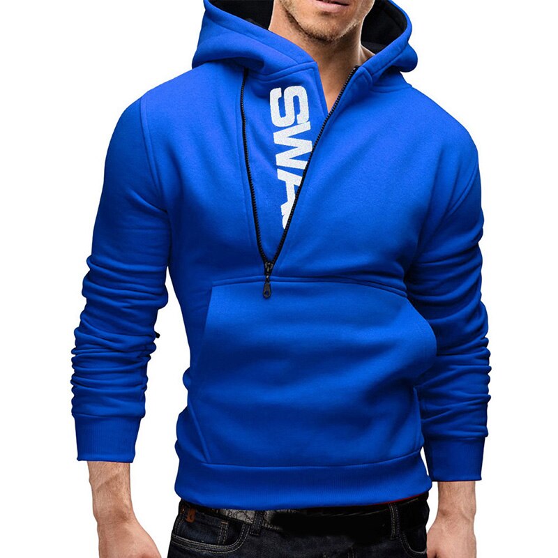 Autumn Men Casual Letter Printing Side Zipper Head Cashmere Sweater Male Outerwear Top Men's Hoodies Sports