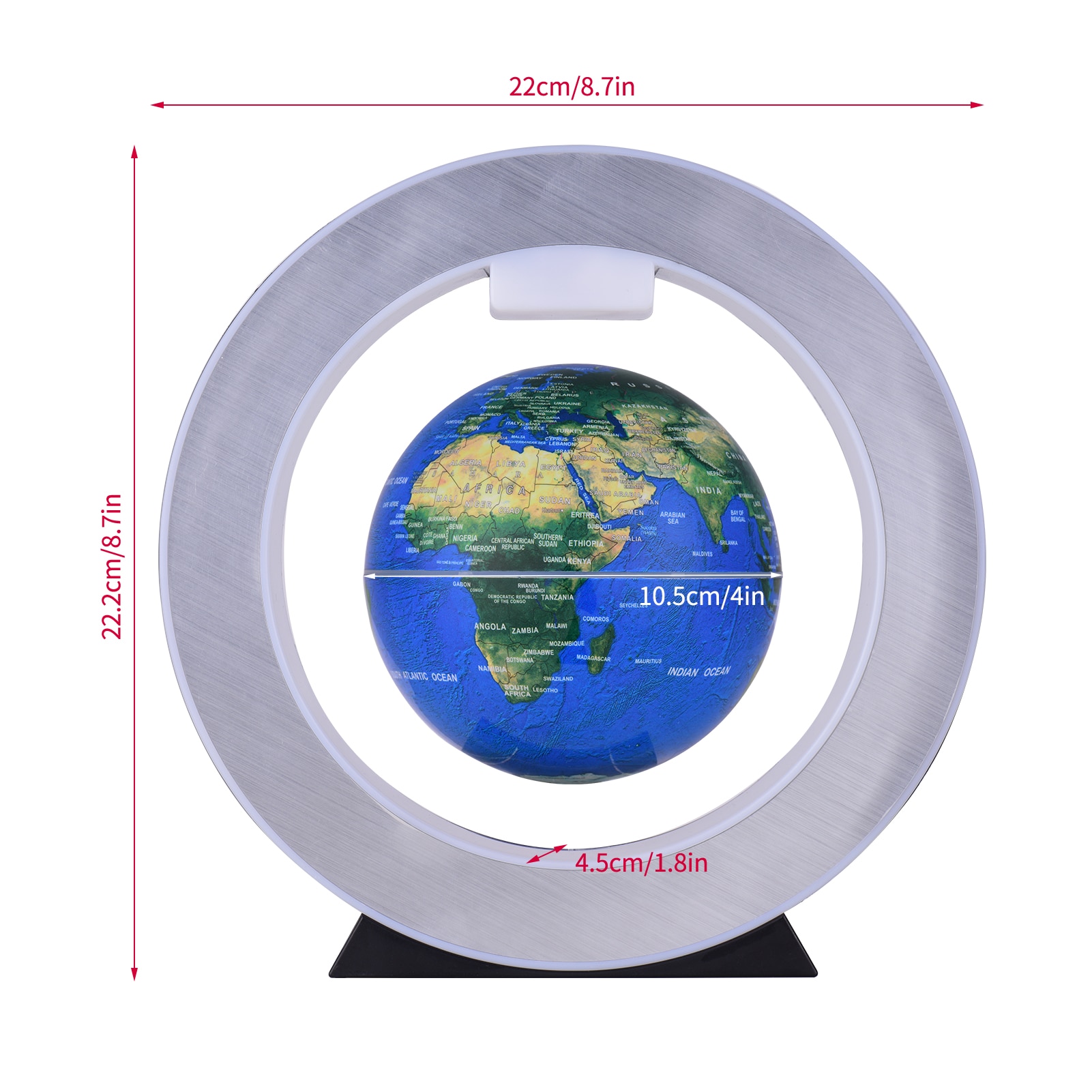 4 Inch Magnetic Leviation Floating Globe Anti Gravity Rotating Earth Ball Levitating World Map Globe with Colorful LED Light