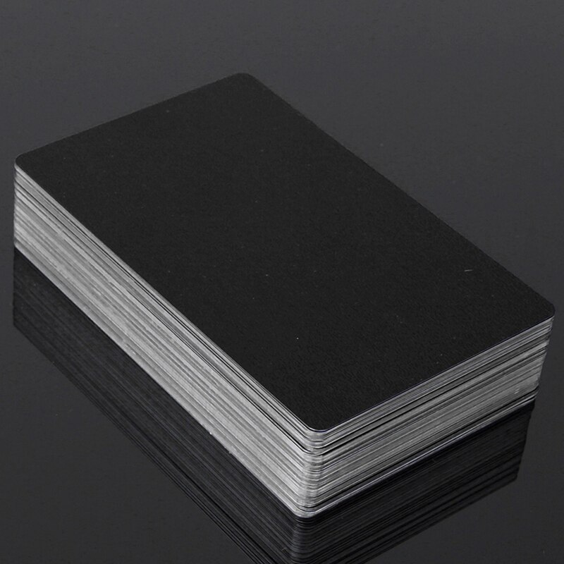 100 st svart aluminiumlegering kort gravyr metall visitkort tom 0.22mm tjocklek