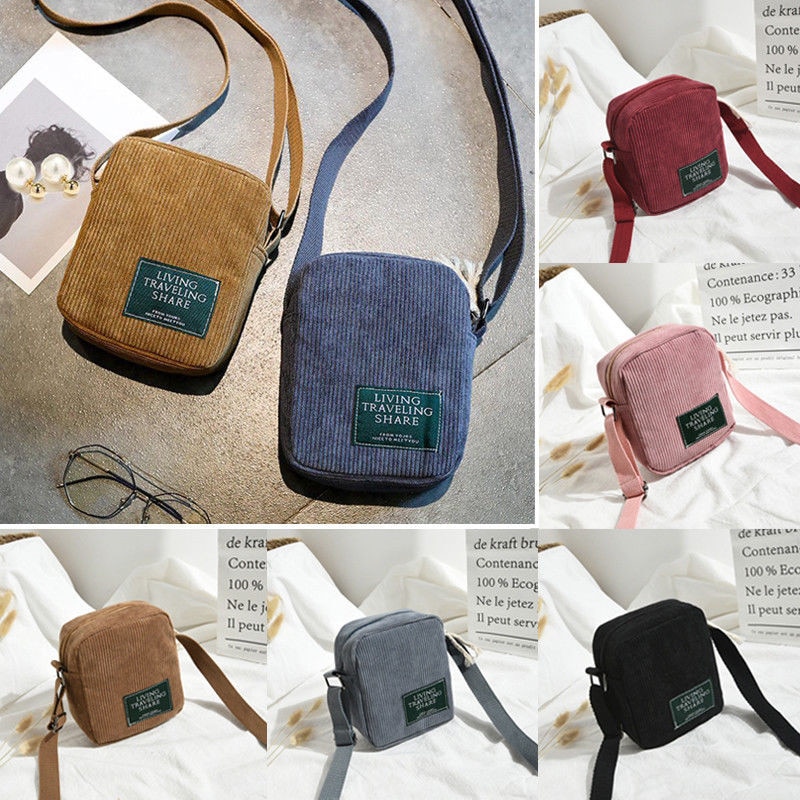 Sac à bandoulière solide en velours côtelé pour femmes, sac à main à épaule simple, fourre-tout mignon, sac messager, porte-monnaie pour filles, décontracté
