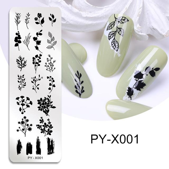 PICT YOU-plantillas para estampado de uñas, plantilla para estampado de uñas con formas geométricas, imagen DIY de hojas de animales para pulir uñas: PYX001