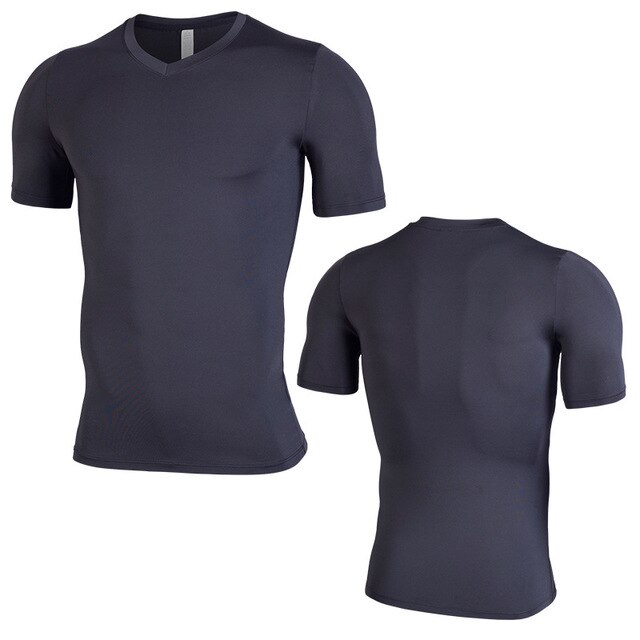 Short Sleeve Men's Running T Shirts Quick Dry Compression Fitness Tight-Fitting Soccer Tshirt Gym Jogging Training Sportswear: black / Asian size XXL