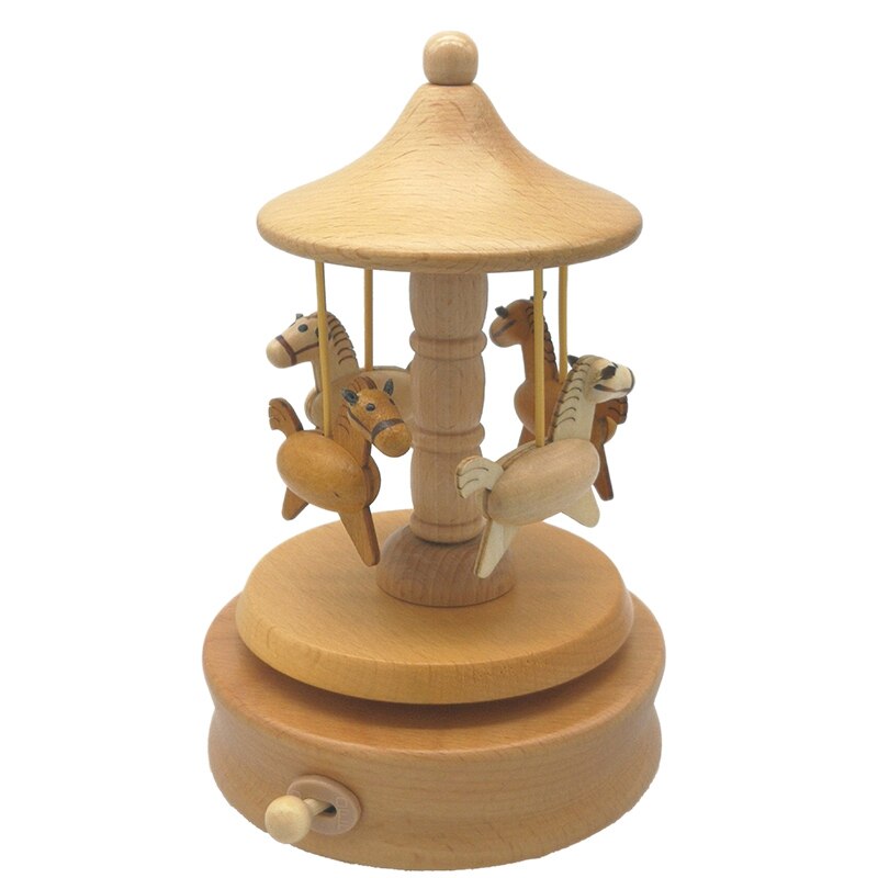 Carousel Musical Boxes Wooden Music Box Crafts Birthday Vintage: Carousel Shape