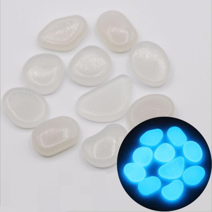100Pcs Decorative Stones Glow in The Dark Rocks, Decorations for Walkways, Gardens, Driveways or Houseplants Glow Rocks: White