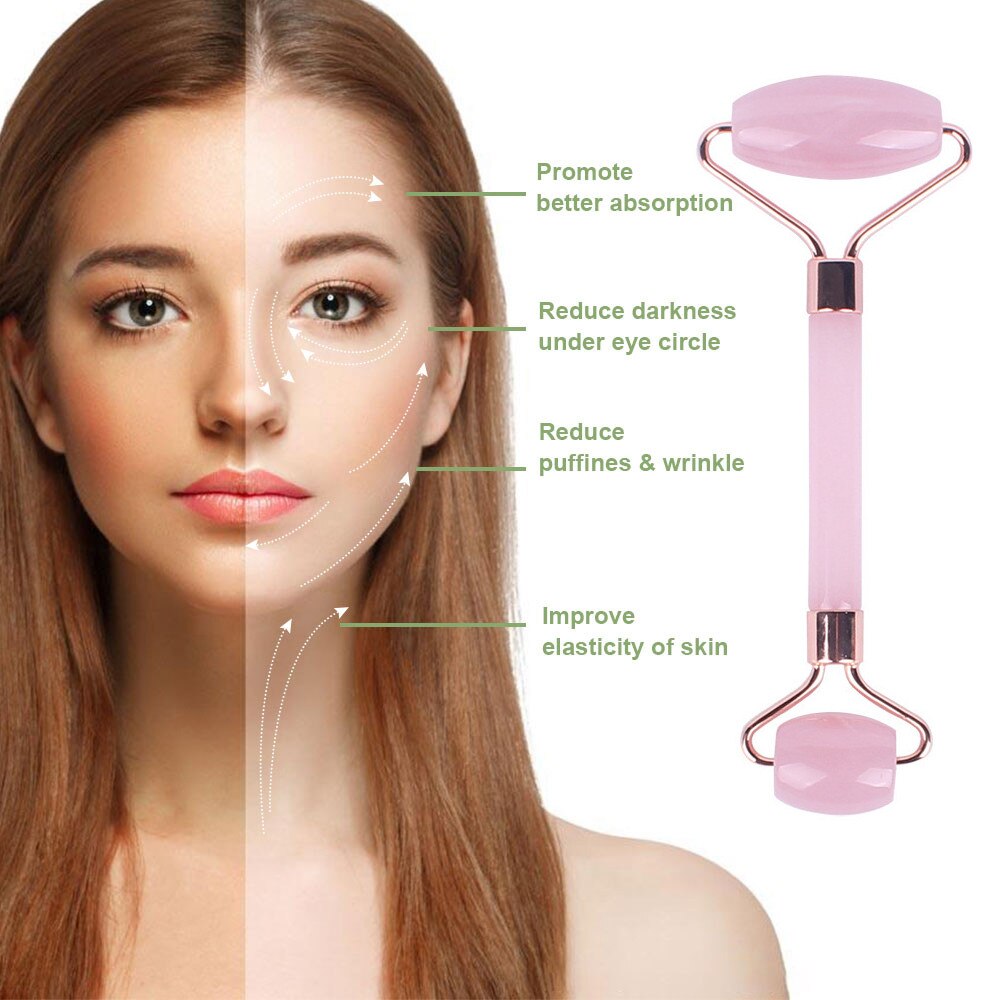 2 in 1 Natural Pink Roller and Gua Sha Scraper Mas... – Vicedeal