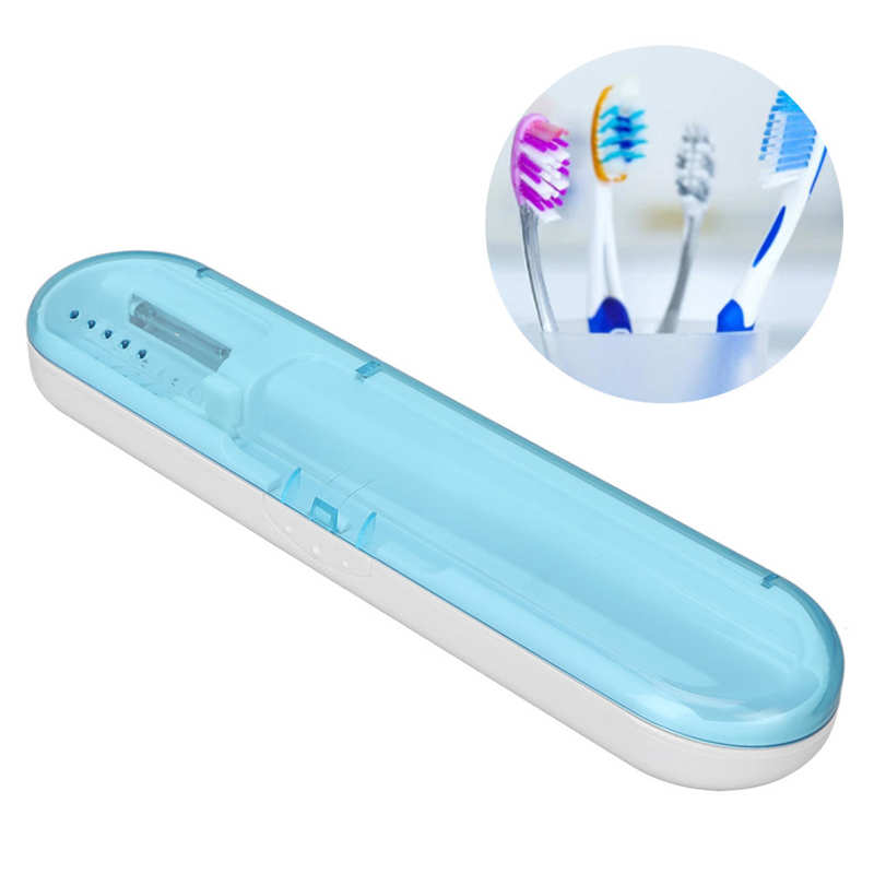 Sanitizer UV Toothbrush Cleaner Box Portable Auto Power Off Ultraviolet Toothbrush Cleaning Organizer Case Blue Sterilizer