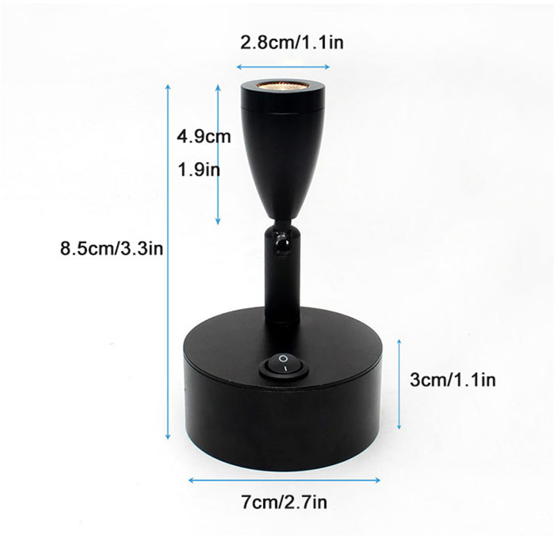 Zwart 2W batterij draagbare LED-spotverlichting voor sieradenkastlamp AAA droog batterij aangedreven 3000K 6000K tafel bureau op spotlight