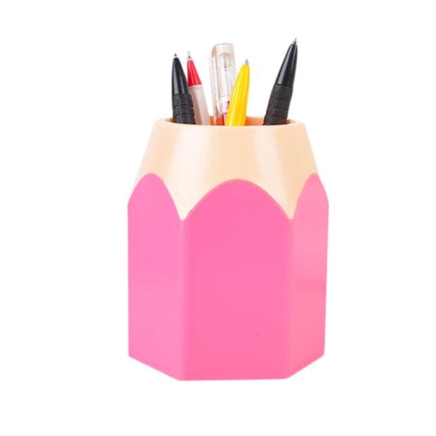 Pen Vase Pencil Pot Makeup Brush Holder Pencil Stand Holders Stationery Desk Container Office Supplies #15: Pink