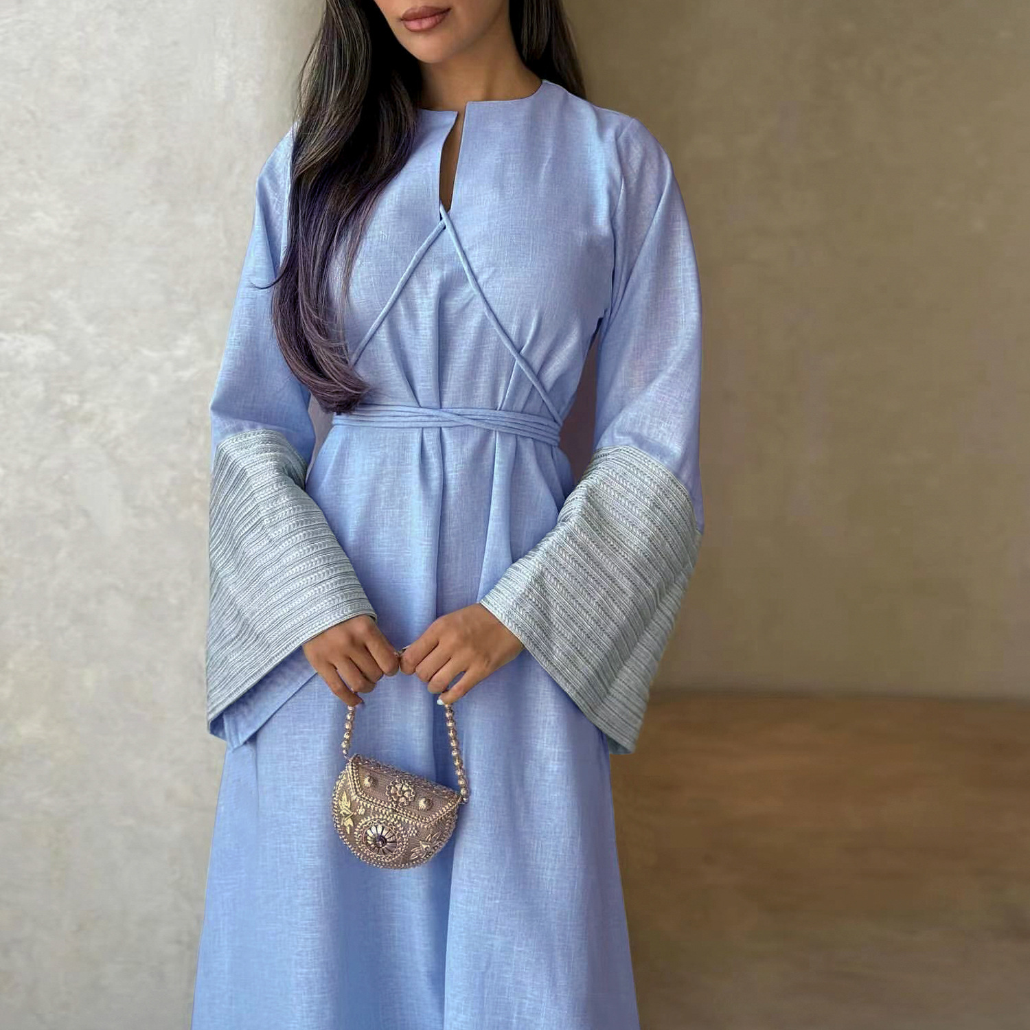 Stickerei Abayas für Frauen 2023 Neue Muslimischen Kleid Dubai Türkei Kaftan Eid Ramadan Djellaba Kaftan Marocain Frauen Kleid