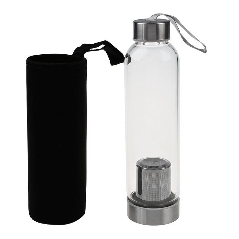 Bouteille d'eau de Sport en verre avec filtre à thé infuseur sac de protection 550ml