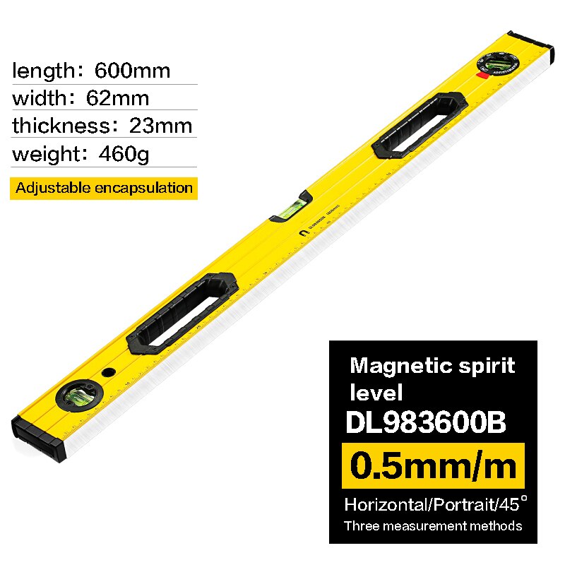 INGBONT Spirit Level Ruler Digital Protractor Angle Finder With/Without Magnets Inclinometer 226-600MM Slope Test Tool: 600MM Adjustable