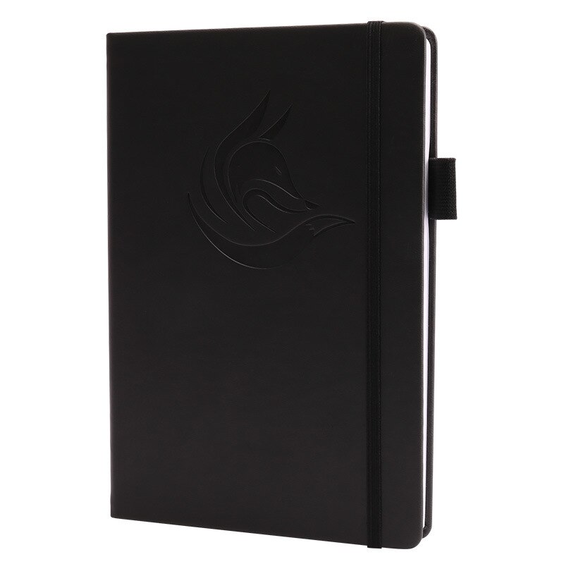 12 måneders planlegger, effektivitetsjournal ukeplanlegger, udatert, notisbok 100 ark , 120 gsm, pennholder, innerlomme, bånd: Svart