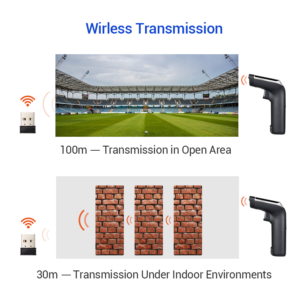 EYOYO EY-007A escáner de código de barras 1D/2D inalámbrico 2,4G 2D lector de código QR vibración PDF417 2D escáner inalámbrico