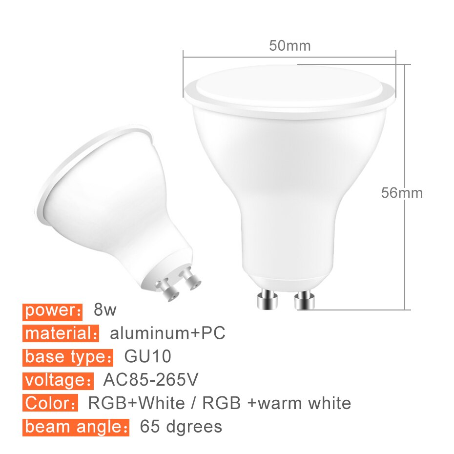 4Stck GU10 RGB Lampen Bombillas LED 8W GU10 RGBW RGBWW LED Lampe Dimmbare Weiß Warmweiß GU 10 LED-lampe 16 Farben Mit Fernbedienung