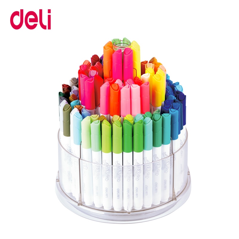 Deli aquarel pennen 100 kleuren/box art briefpapier levert water kleur markers gewassen tekening schilderen markeerstift