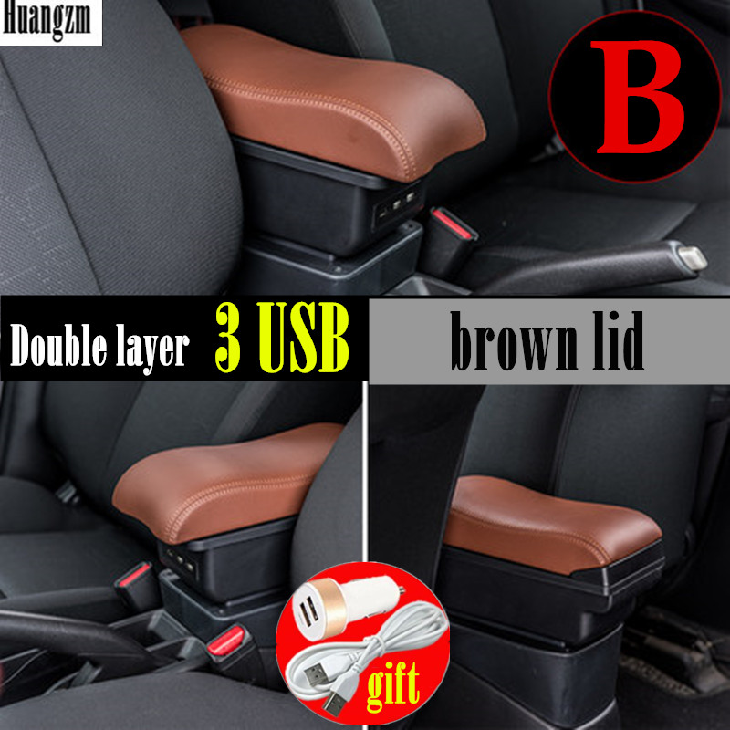 For Renault Dacia Duster 2 3 Ⅱ Ⅲ Armrest Box Auto Central Console Storage Car Accessories with USB Charging: B6 brown 3USB