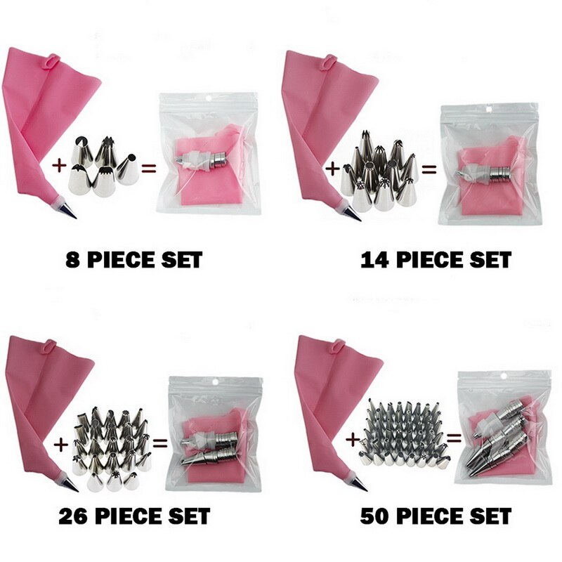 50 stuks/set taartdecoratieset benodigdheden set gereedschappen spuitmondjes gebak spuitzak spuitmondjes bakset bloemzak mond geknepen