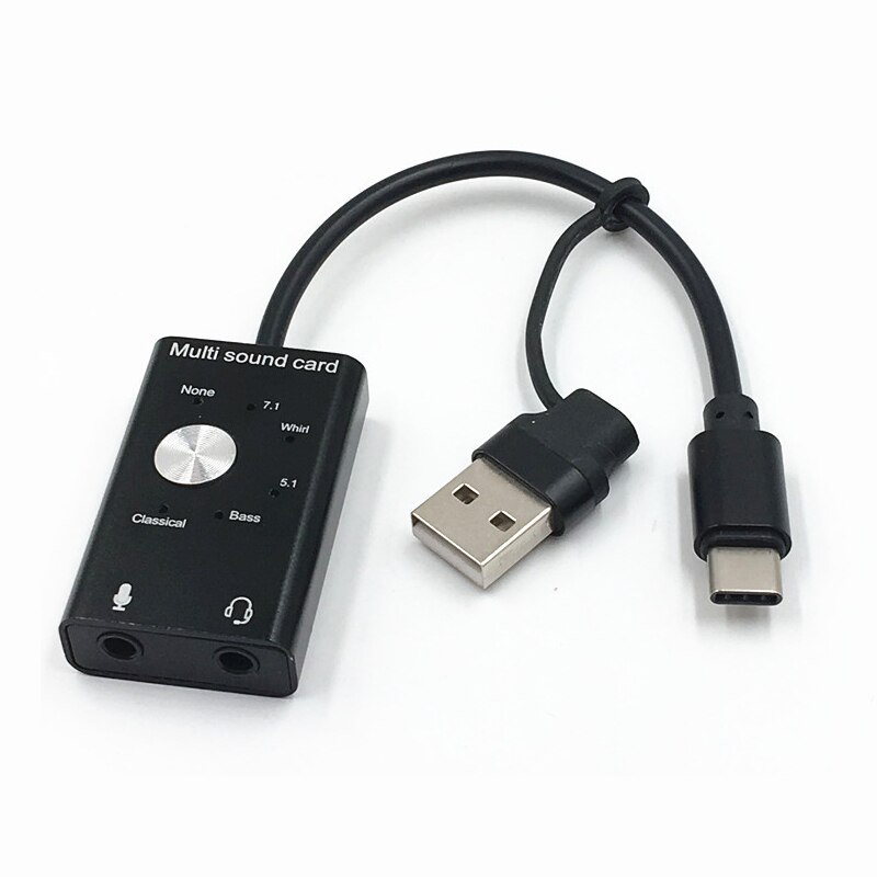 Draagbare Externe Geluidskaart Usb 2.0 Type-C Naar 3.5Mm Jack Hoofdtelefoon Microfoon Audio Adapter Voor Windows Mac linux Android: Default Title