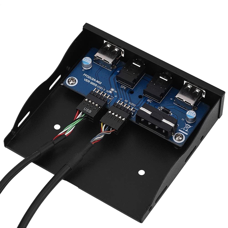 Multi-Functional Front Panel,USB2.0 HD-Audio Floppy Front Panel 3.5inch 9Pin to 2 USB2.0 Interface with MIC Audio Plug