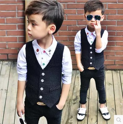 Kinderen Prestaties Kleding Jongens Formele Pakken Bruiloft Verjaardag Party Pant Kids Blazer Vest + Broek 2 Stuk