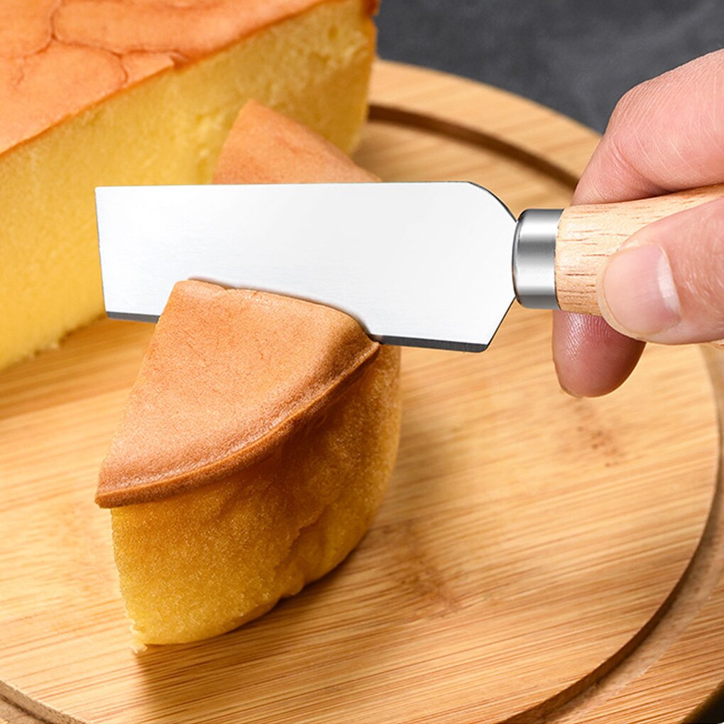 4 Cheese Knives Set Cheese Cutlery Steel Stainless Cheese Slicer Cutter Wood Handle Mini Knife,Butter Knife,Spatula&amp; ForK