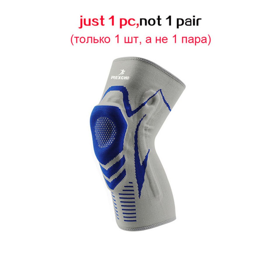 Basketball Knee Pads with Support Silicon Padded Elastic Non-slip Patella Brace Kneepad for Fitness Gear Protector Tennis: 1pcs blue / XL