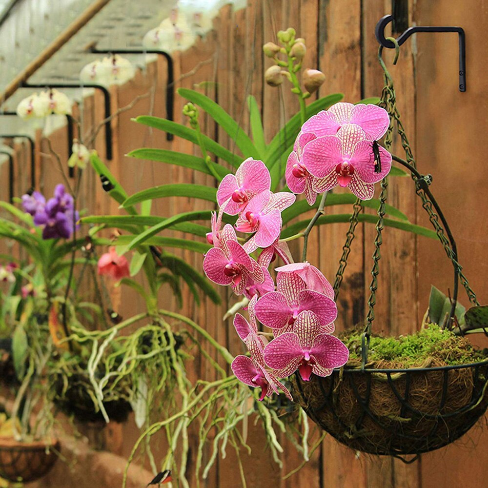 2 stk smedejern metal vægmonteret hængende lanterne bøjle kurv beslag altan plante blomsterpotte krog