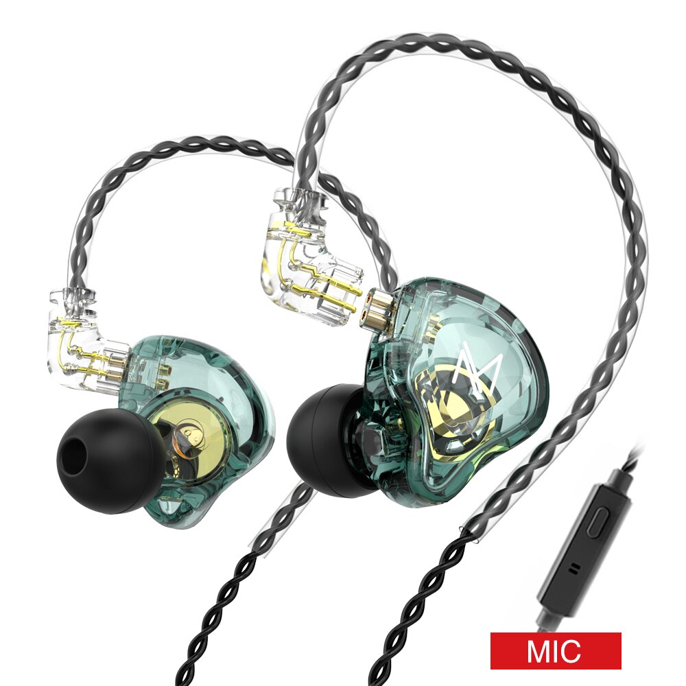 KZ EDX\TRN MT1 In Ear Earphone Dynamic HIFI DJ Monitor Earphones Earbud Sport Noise Cancelling Headset KZ ZST X ZSN PRO ED12 DQ6: MT1 Green Mic