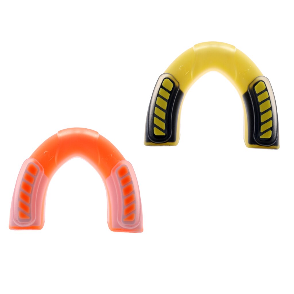 2 Stuks Multi-Sport Mond Guards-Oranje, Geel Gum Shield Sport Beschermende Veiligheid Gear Met Draagtas