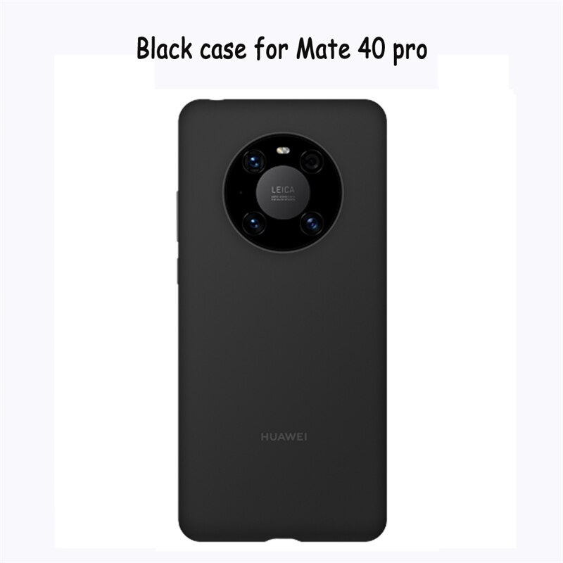 Oficial original huawei companheiro 40/companheiro 40 pro silicone caso capa traseira macia com fibra dentro capa escudo para mate40/mate40 pro: Mate40pro Case Black