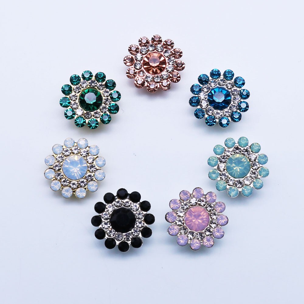 Bloemvormige strass fonkelende kristallen glas stone trim stalen bodem non-thermohardende naaien kleding strass SZ-019: Multicolor / 20PCS
